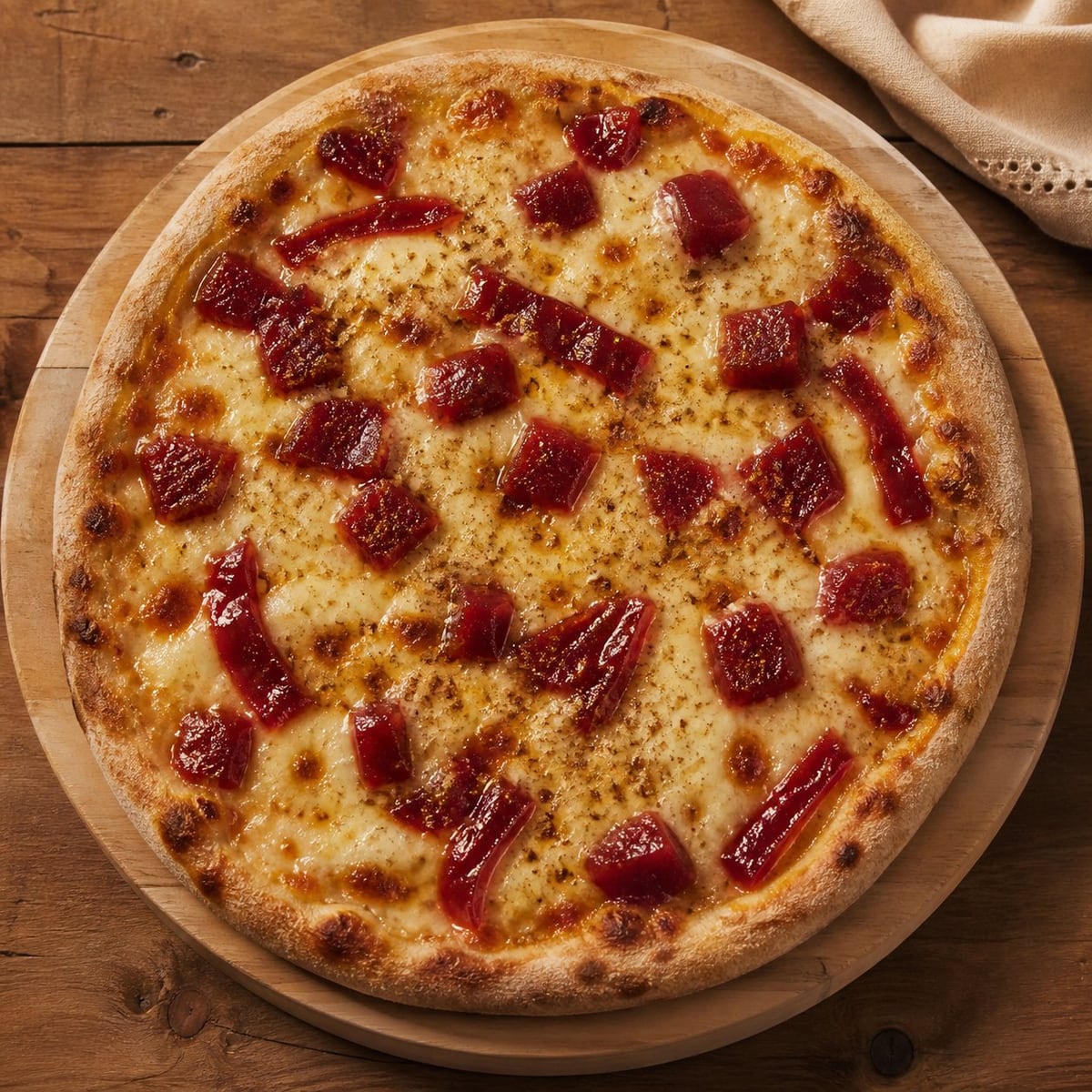 Pizza doce com queijo e goiabada cremosa